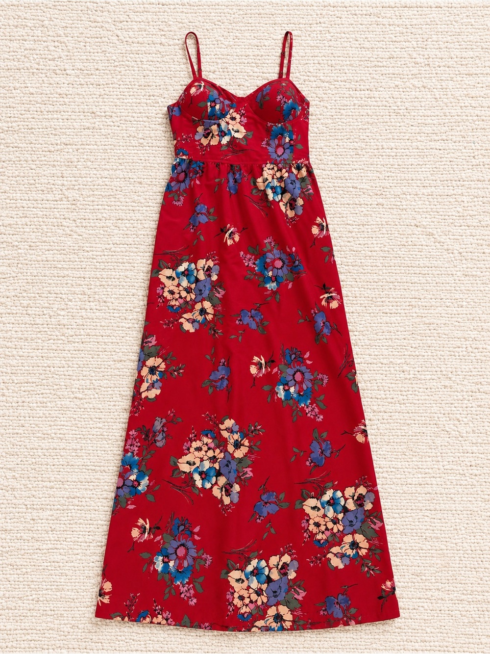 Red Floral Maxi Dress - Sleeveless Sundress